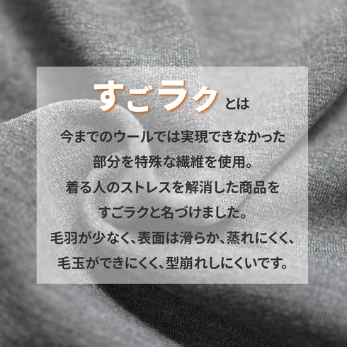 【日本製】 セーター メンズ 軽い 重ね着 クルーネック すごラク 無地 ブラック(FL24FW-001-bk)